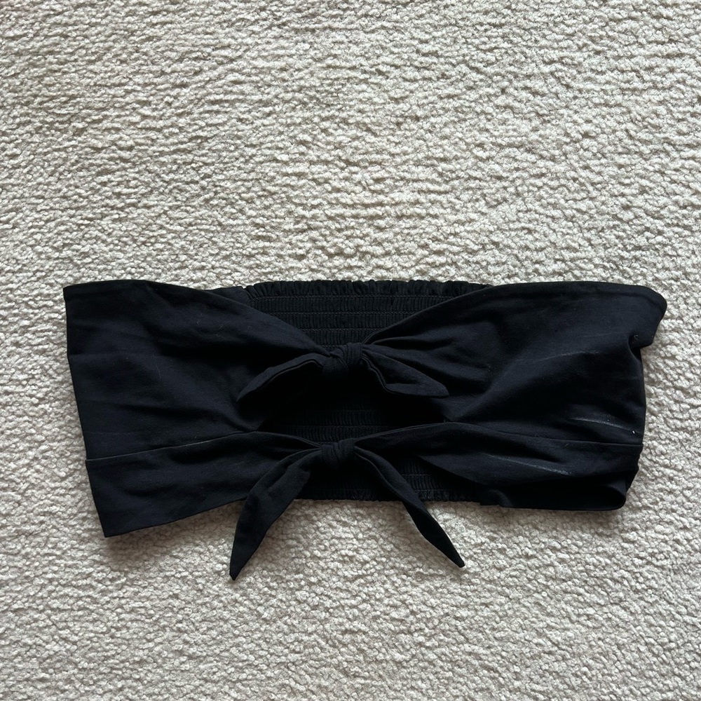 Black bow halter top